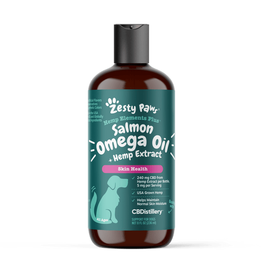 Hemp Elements Plus™ Salmon Omega Oil + Broad Spectrum Hemp Extract Functional Supplement for Skin Health for Cats & Dogs